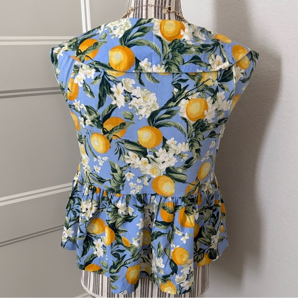 Maeve By Anthropologie Lemon/Floral Babydoll Top - Picture 3 of 5